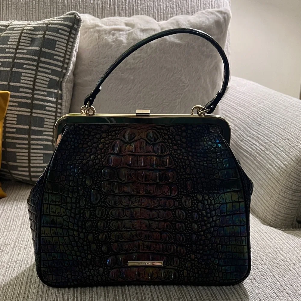 Brahmin Iridescent Crocodile Embossed Shoulder Bag - Picture 4 of 9